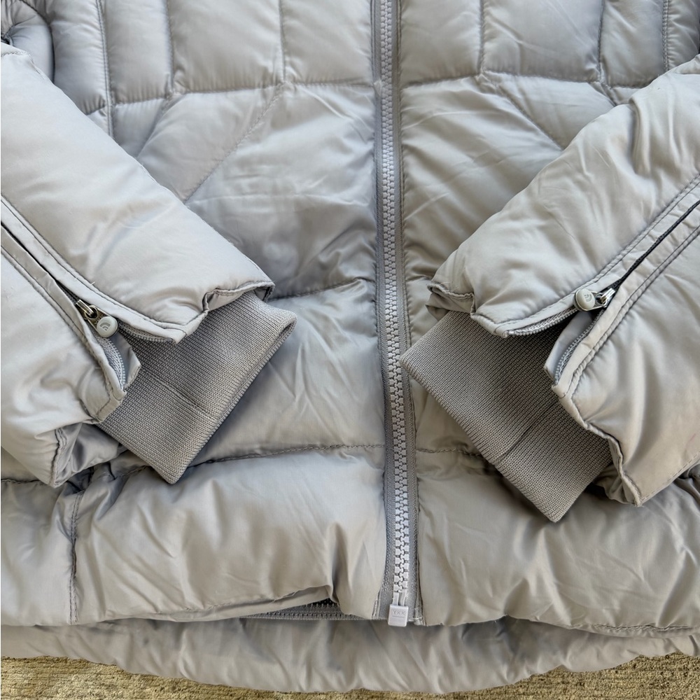 The North Face Women Size Large Quilted Puffer Down 550 Jacket Hood Soft Gray - Picture 3 of 12